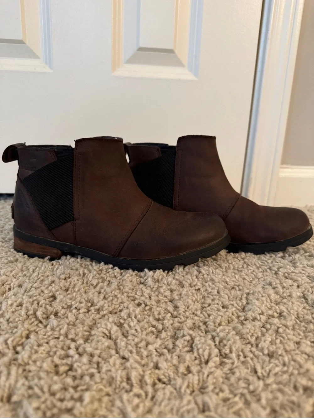 Sorel Brown Leather Chelsea Ankle Boots